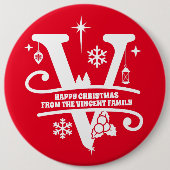 Letter V Monogram Initiaal Familienaam M Ronde Button 6,0 Cm (Voorkant)