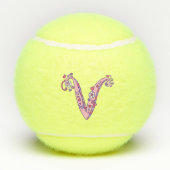 Letter V-monogram meisjes gepersonaliseerde doodku Tennisballen (Achterkant)