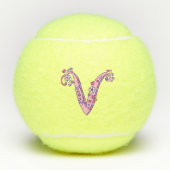 Letter V-monogram meisjes gepersonaliseerde doodku Tennisballen (Voorkant)