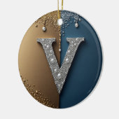 Letter V Monogram Met Diamanten Parels Keramisch Ornament (Links)