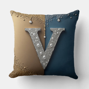 Letter V Monogram Met Diamanten Parels Kussen