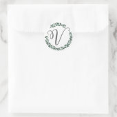 Letter V Monogram Minimalistische botanische bladk Ronde Sticker