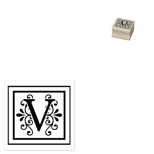 Letter V Monogram Rubberstempel (Gestempeld)