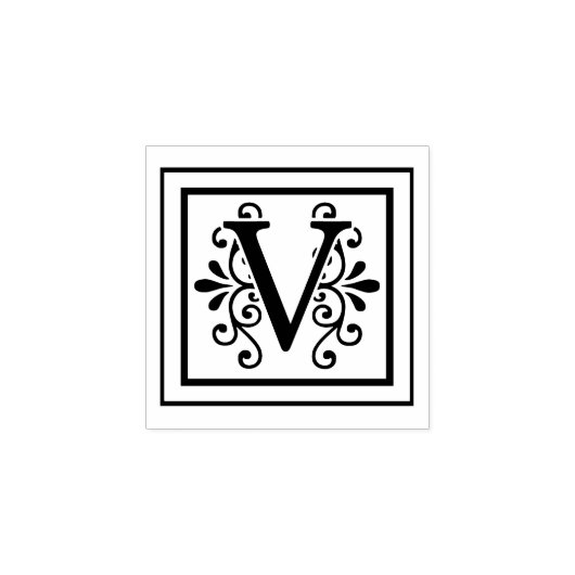 Letter V Monogram Rubberstempel (Afrduk)