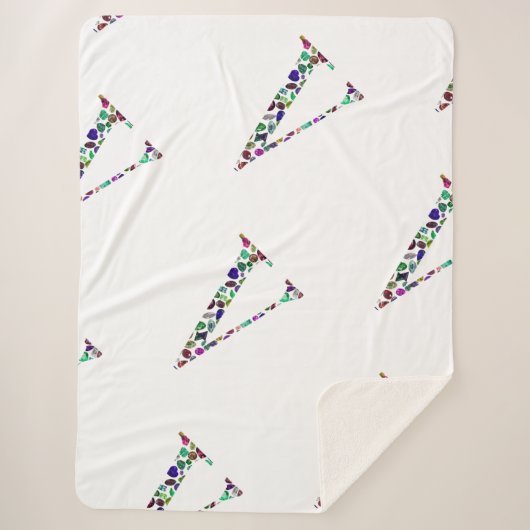 Letter V Monogram Sherpa Deken (Voorkant)