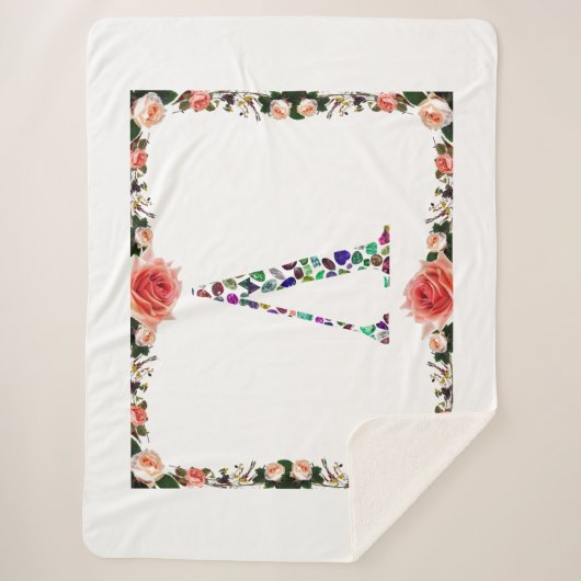 Letter V Monogram Sherpa Deken (Voorkant)