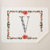 Letter V Monogram Sherpa Deken (Voorkant (horizontaal))