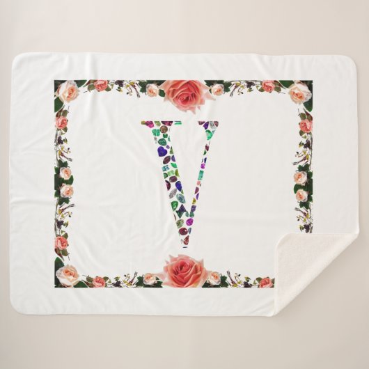 Letter V Monogram Sherpa Deken (Voorkant (horizontaal))