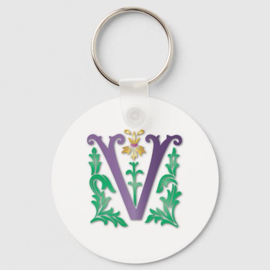 Letter V Monogram Sleutelhanger (Voorkant)