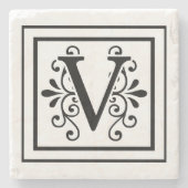 Letter V Monogram Stone Onderzetters (Voorkant)