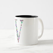 Letter V Monogram Tweekleurige Koffiemok (Voorkant rechts)