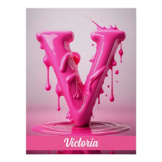 Letter V, Monogram V - Customizable Name Poster (Voorkant)