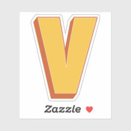 Letter V-monogram, Vetgedrukt 3D-lettertype initia Sticker