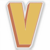 Letter V-monogram, Vetgedrukt 3D-lettertype initia Sticker (Voorkant)