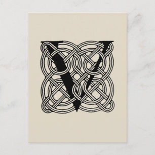 Letter V Monogram Vintage Keltische Knoopprint Briefkaart