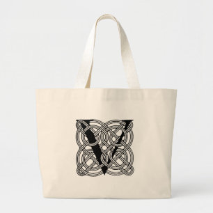 Letter V Monogram Vintage Keltische Knoopprint Grote Tote Bag
