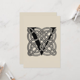 Letter V Monogram Vintage Keltische Knoopprint Kaart