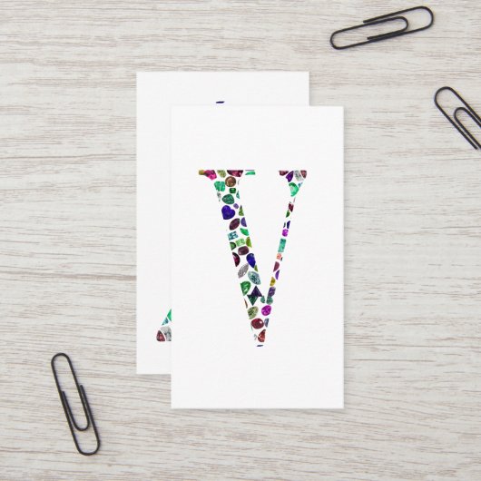 Letter V Monogram Visitekaartje (Voorkant / Achterkant in situ)