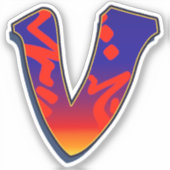Letter V -  Night Sky Sticker (Voorkant)