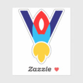 Letter V Raket Kinderen Sticker (Vel)