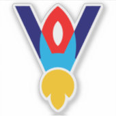 Letter V Raket Kinderen Sticker (Voorkant)