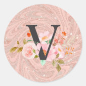 Letter V Ronde Sticker (Voorkant)