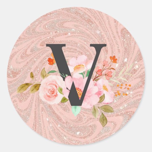 Letter V Ronde Sticker (Voorkant)