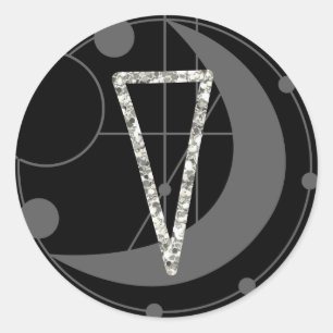 Letter V Rune Runic Monogram Geometrische Maan Zwa Ronde Sticker