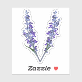 Letter V Sage Flower - Initiaal V - Flower Monogra Sticker