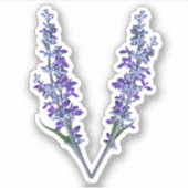 Letter V Sage Flower - Initiaal V - Flower Monogra Sticker (Voorkant)