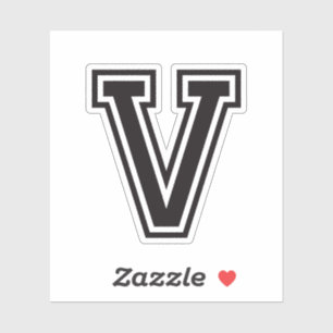 Letter V sportief collegelettertype alfabet Sticker