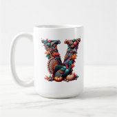Letter V Thanksgiving turkey style gift Koffiemok (Links)