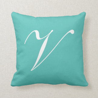 Letter V Turquoise Monogram Pillow Kussen