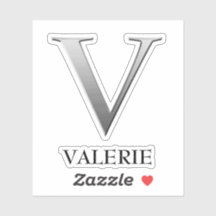 Letter V Two-Tone Silver Grey en Name Sticker