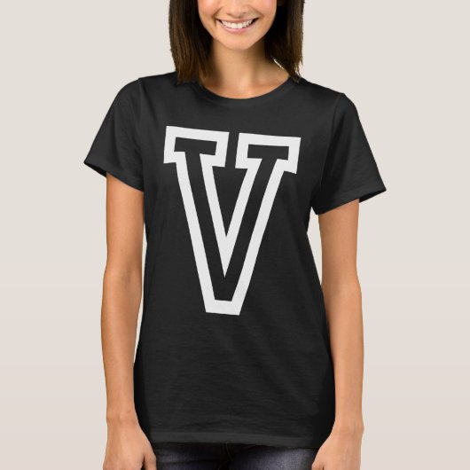 Letter V vetomtrek in wit Groot T-shirt (Voorkant)