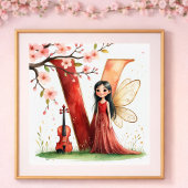 Letter V Violin Fairy Poster -Alphabet Art