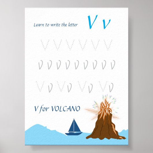 Letter V Volgen Poster voor Kinderen (Voorkant)