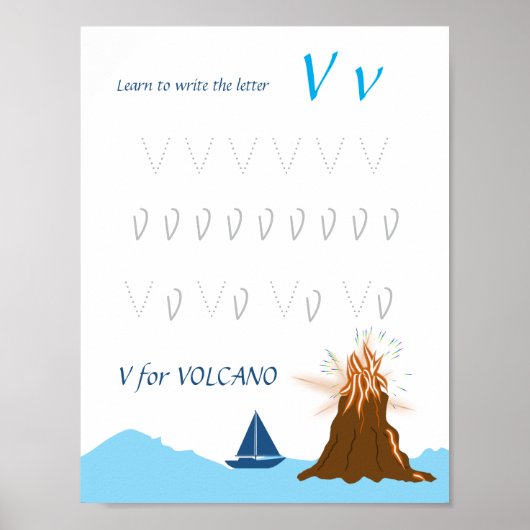 Letter V Volgen Poster voor Kinderen (Voorkant)