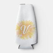 Letter V Zonnebloem Voornaam Monogram Initiaal Flesjeskoeler (Voorkant)