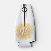 Letter V Zonnebloem Voornaam Monogram Initiaal Flesjeskoeler (Achterkant)