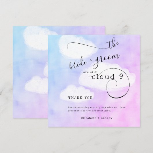 Letter van Cloud 9 Humoureuze Casual bruiloft Bedankkaart (Voorkant / Achterkant)