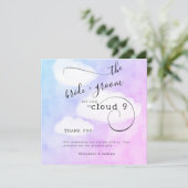 Letter van Cloud 9 Humoureuze Casual bruiloft Bedankkaart (Staand voorkant)