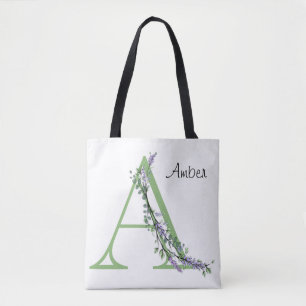 Letter van het alfabet A Lavendel Eucalyptus water Tote Bag
