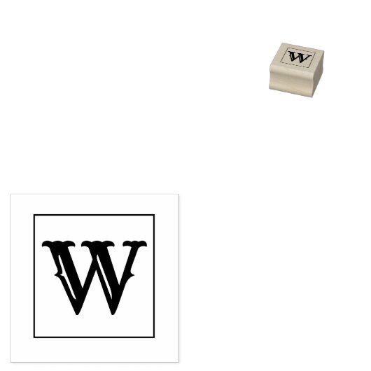 Letter W 1 inch rubberen stempel (Gestempeld)