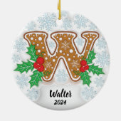 Letter W Aangepaste naam Monogram Kerstmis Keramisch Ornament (Achterkant)