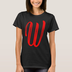 Letter W-alfabet groot rood grafisch Initiaal T-shirt