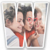 Letter W Alphabet & Photo Custom-Cut Vinyl Sticker (Voorkant)