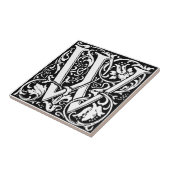 Letter W art nouveau black and white Tegel Tegeltje (Zijkant)
