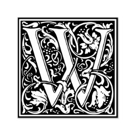 Letter W art nouveau black and white Tegel Zelfinktende Stempel