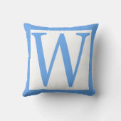 Letter W Baby Blue Border Kussen (Achterkant)